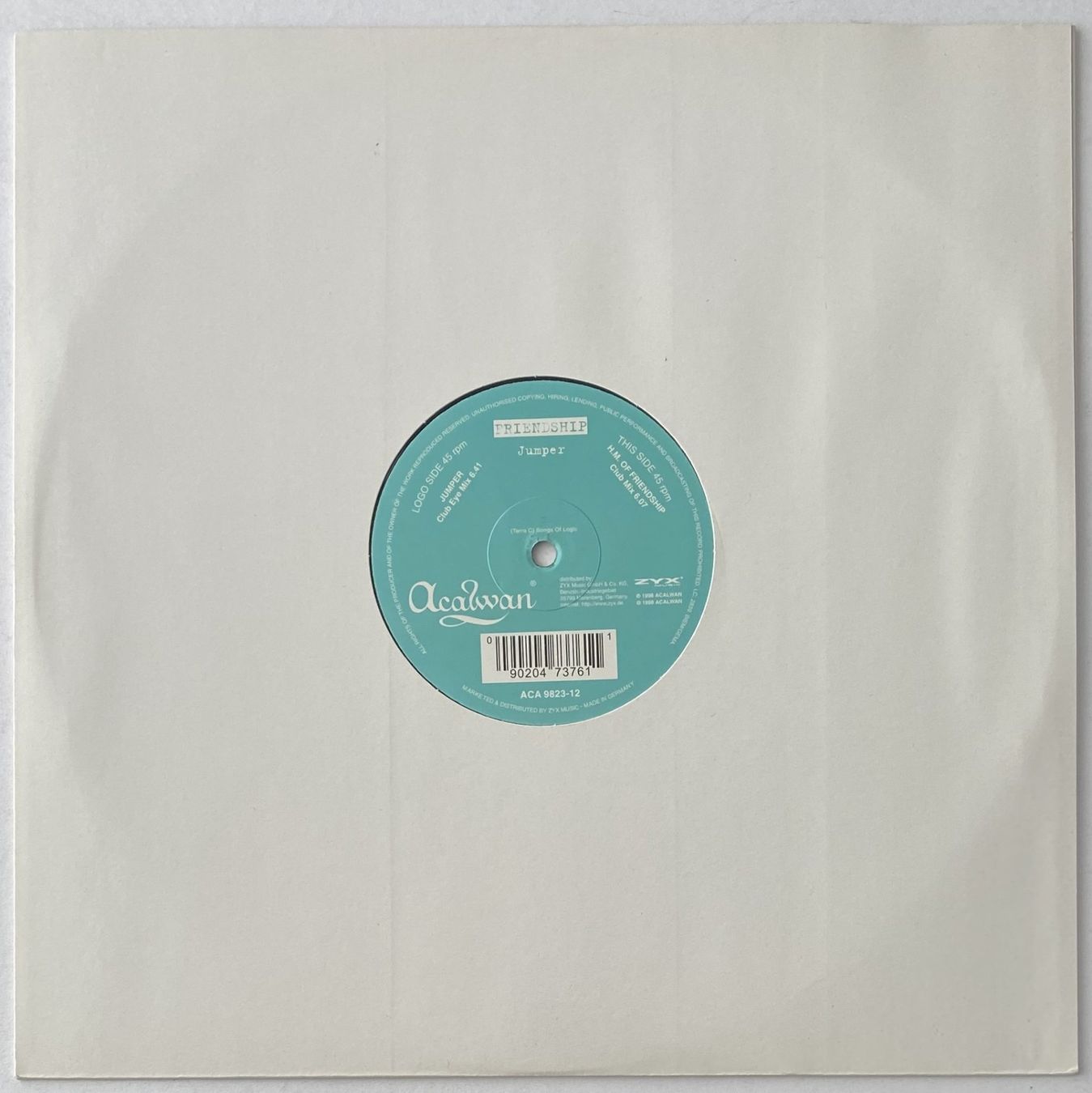 Dischi in vinile: Friendship, Jumper (Trance, Breaks) – Usato da Flums venduto da Empe1