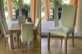 4 Esszimmerstühle  Holz / heller Stoff  guter Zustand