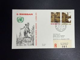 Swissair Erstflugbrief Genf-Boston ab UNO 1973