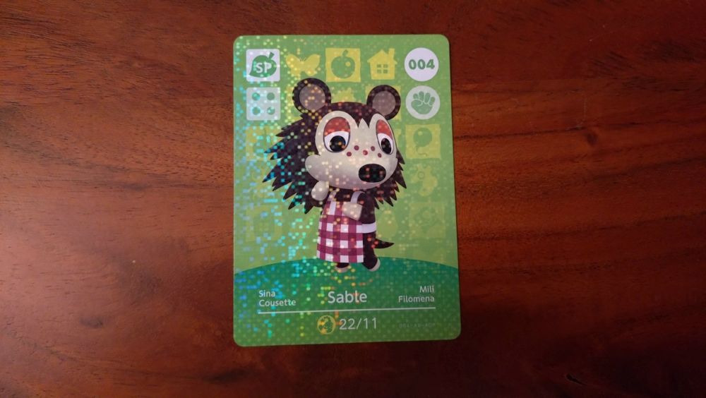 Carte Amiibo Animal Crossing 004 Sable – Holo EUR, Série 1, Near Mint