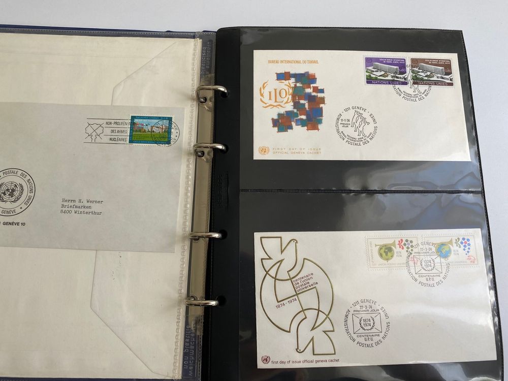 Alle Briefmarken: Ersttagsbriefe Vereinte Nationen 1974-1979 – Gebraucht aus Canobbio von cog_bp5c 2