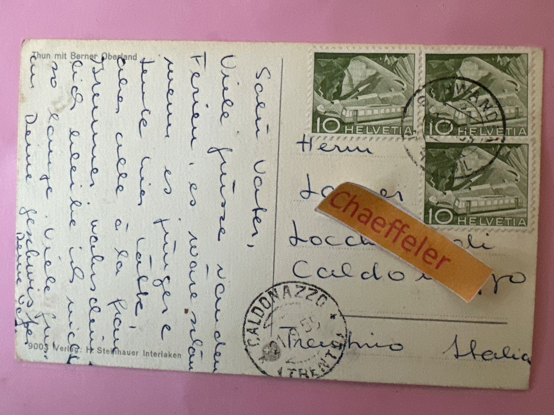 Ansichtskarten: 1955 Thun – Gebraucht aus Zürich von Chaeffeler 1