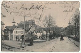 Lenzburg, Bahnhof, Stadt mit Schloss 1906, animiert