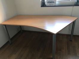 Schreibtisch sehr originell Buche massiv inkl. 2 Wandregalen