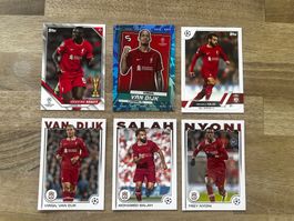 6 Topps Fussball-Cards mit Spielern vom Liverpool FC