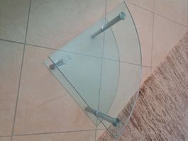 Eck-Couchtisch Glas Chrom Metall sehr guter Zustand