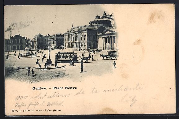 Ansichtskarten: AK Genève, Place Neuve, Pferdebahn – Gebraucht aus Berlin von bartko-reher