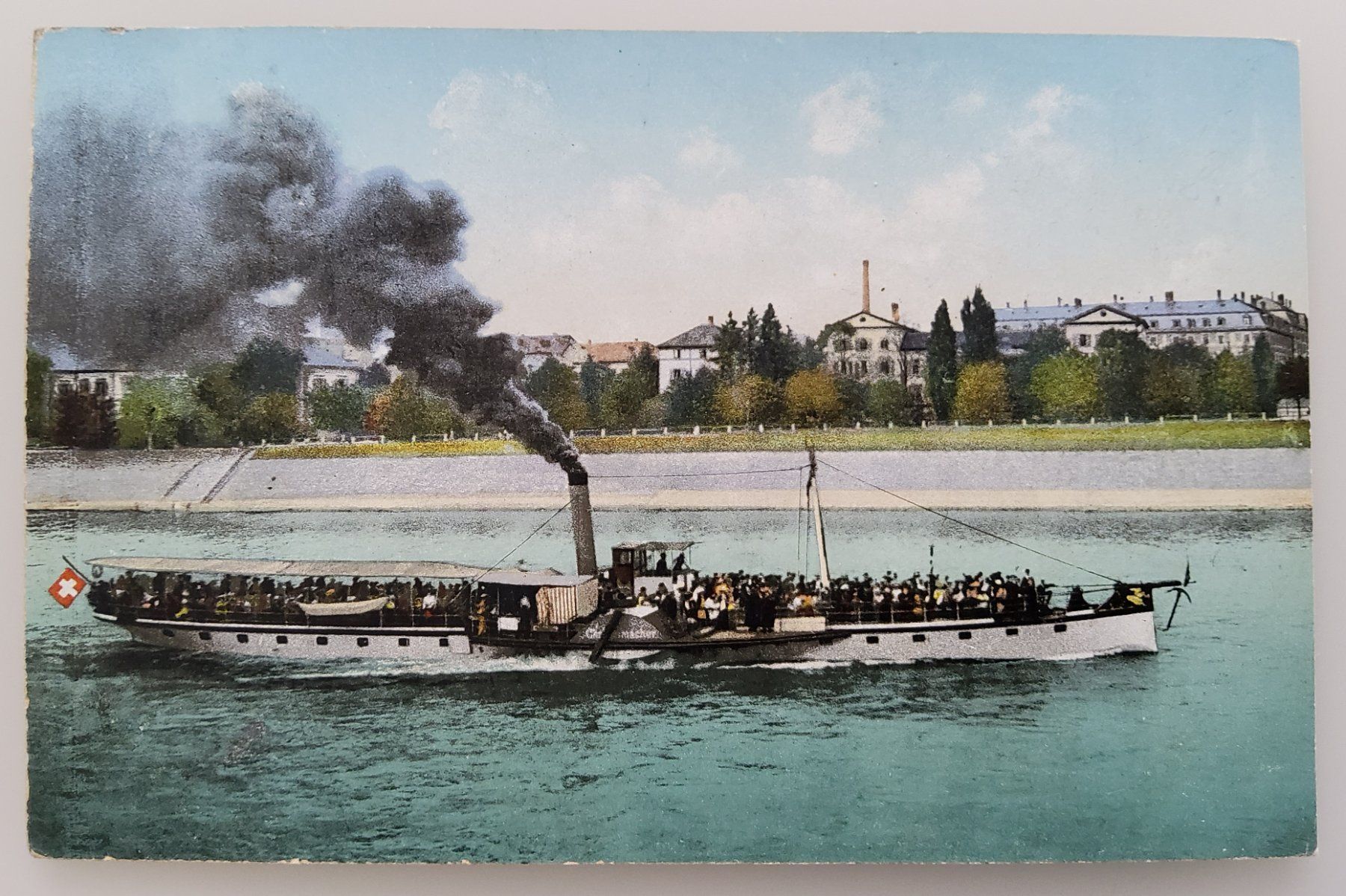 Cartoline postali: Ansichtskarte Basel Rheinschiffahrt, gest. 1908 – Usato da Buchrain venduto da mue_kru