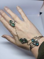 Slave Bracelet Ring Sterling Silver Abalone stones ring 