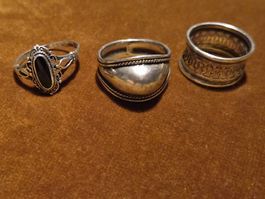 3 Ringe Silber verschiedene Groessen 18mm 19mm 19mm 10g
