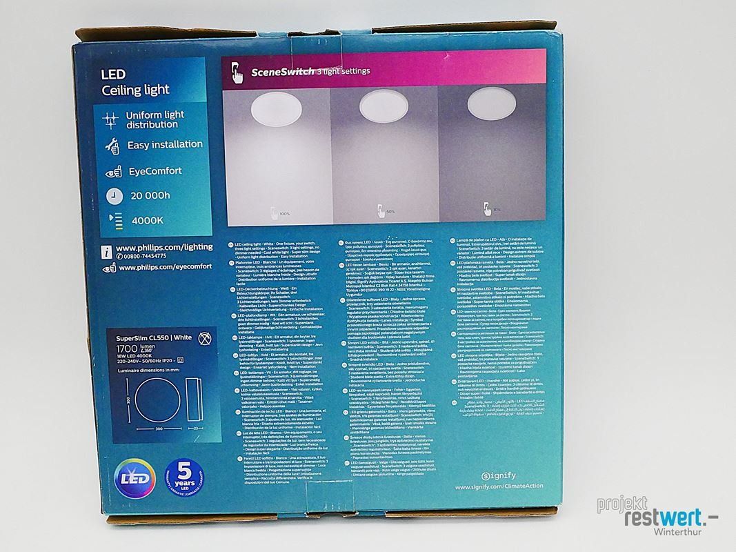 Philips Lampadari & plafoniere: PHILIPS Deckenleuchte LED SuperSlim CL550 1700 l – Nuovo (secondo la descrizione) da Winterthur venduto da Restwert_Winterthur 3