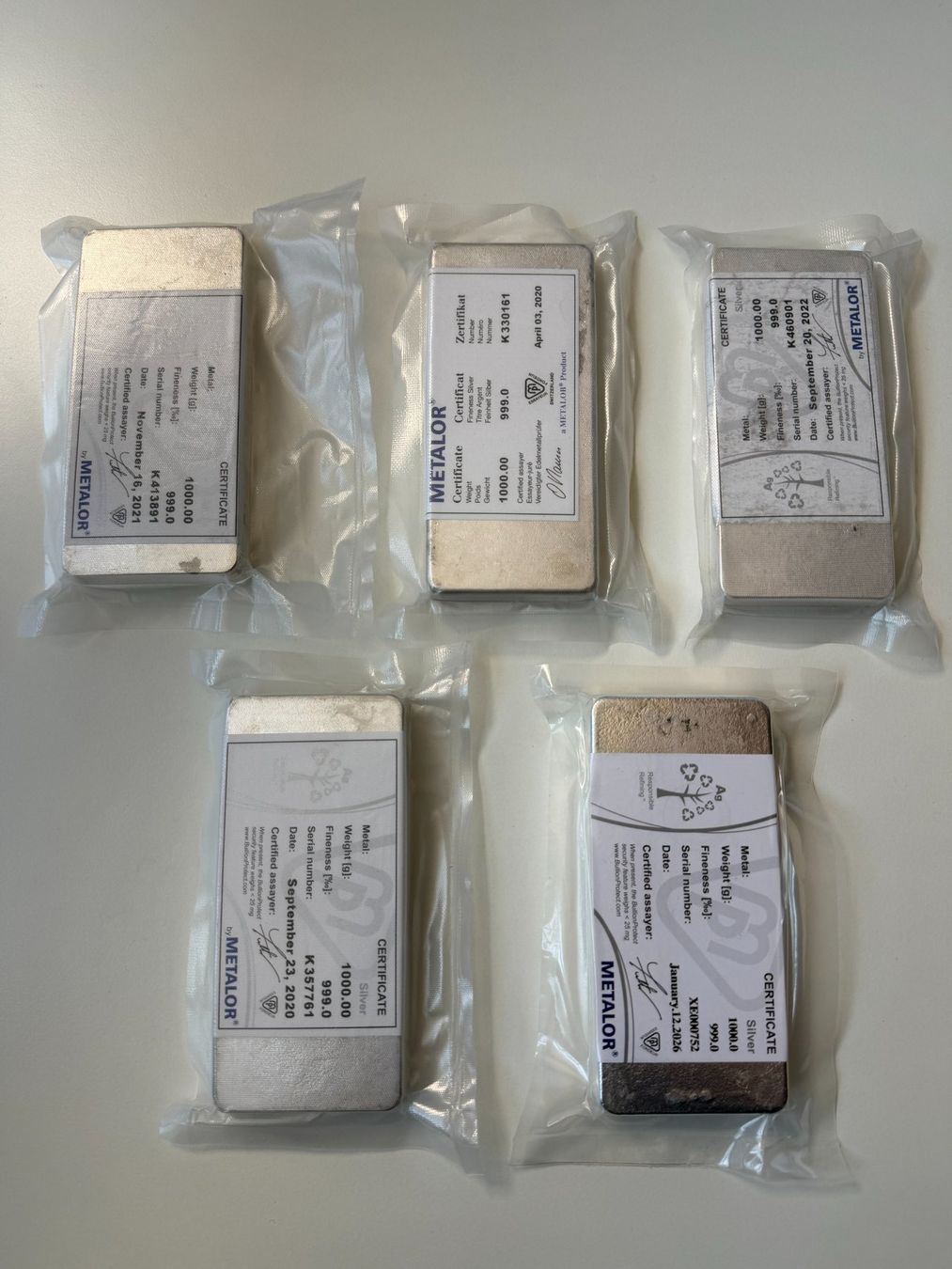 Metalli preziosi: Silberbarren 5x 1kg – Usato da Oberurnen venduto da Daco007 1