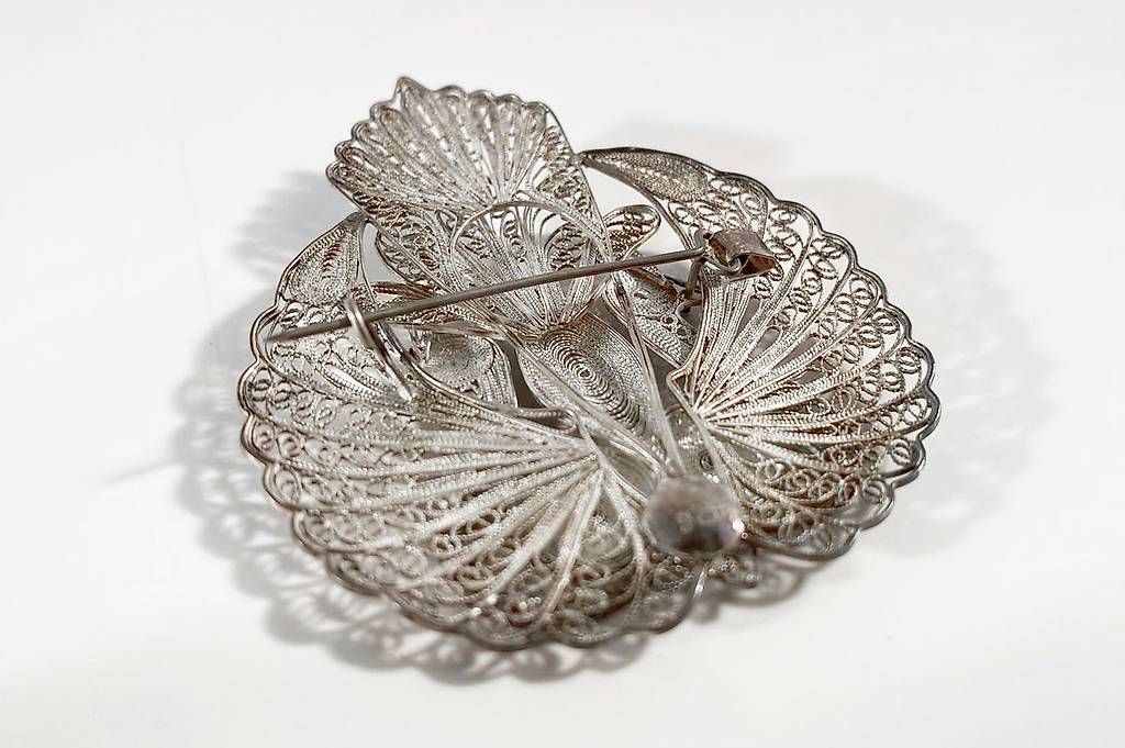 Spille & Fermagli: Handgefertigte 925 Silber Brosche Pfau – Usato da Ballwil venduto da ClassicGallery 2