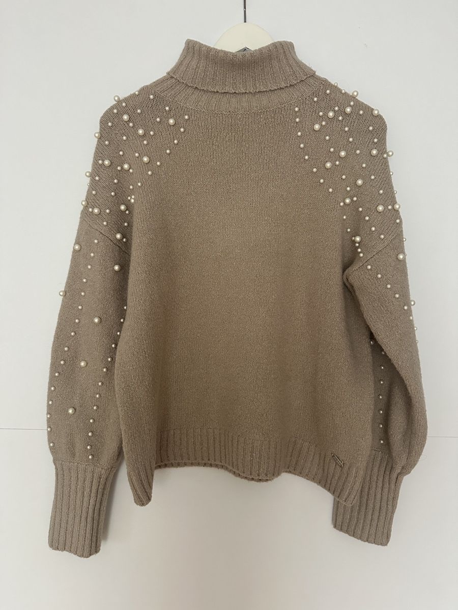 Guess Maglioni & Felpe: Guess Strickpullover, beige mit Perlen, Grösse S – Usato da Schaffhausen venduto da ali.brandle