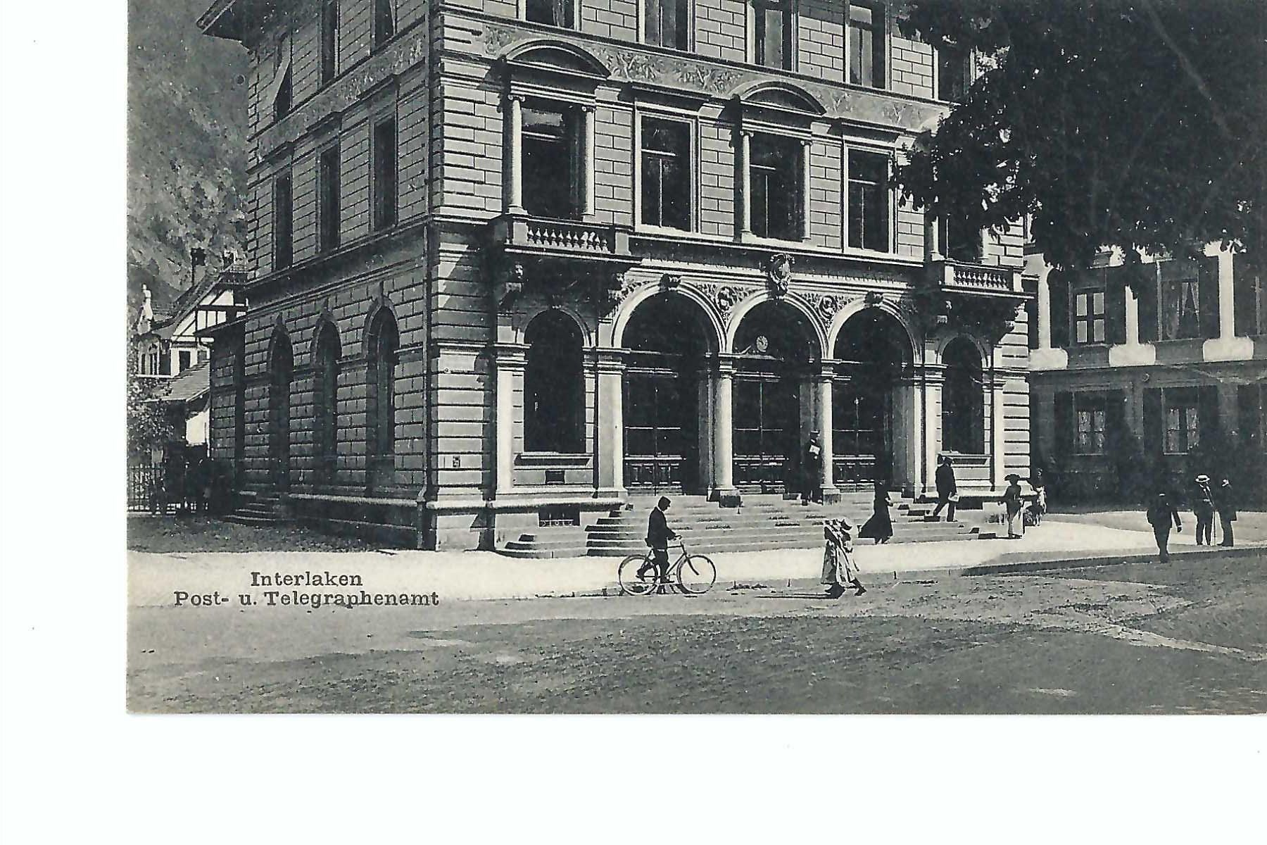 Cartoline postali: Interlaken Post- u. Telegraphenamt, belebter Platz, Velo – Usato da Thun venduto da 44wart