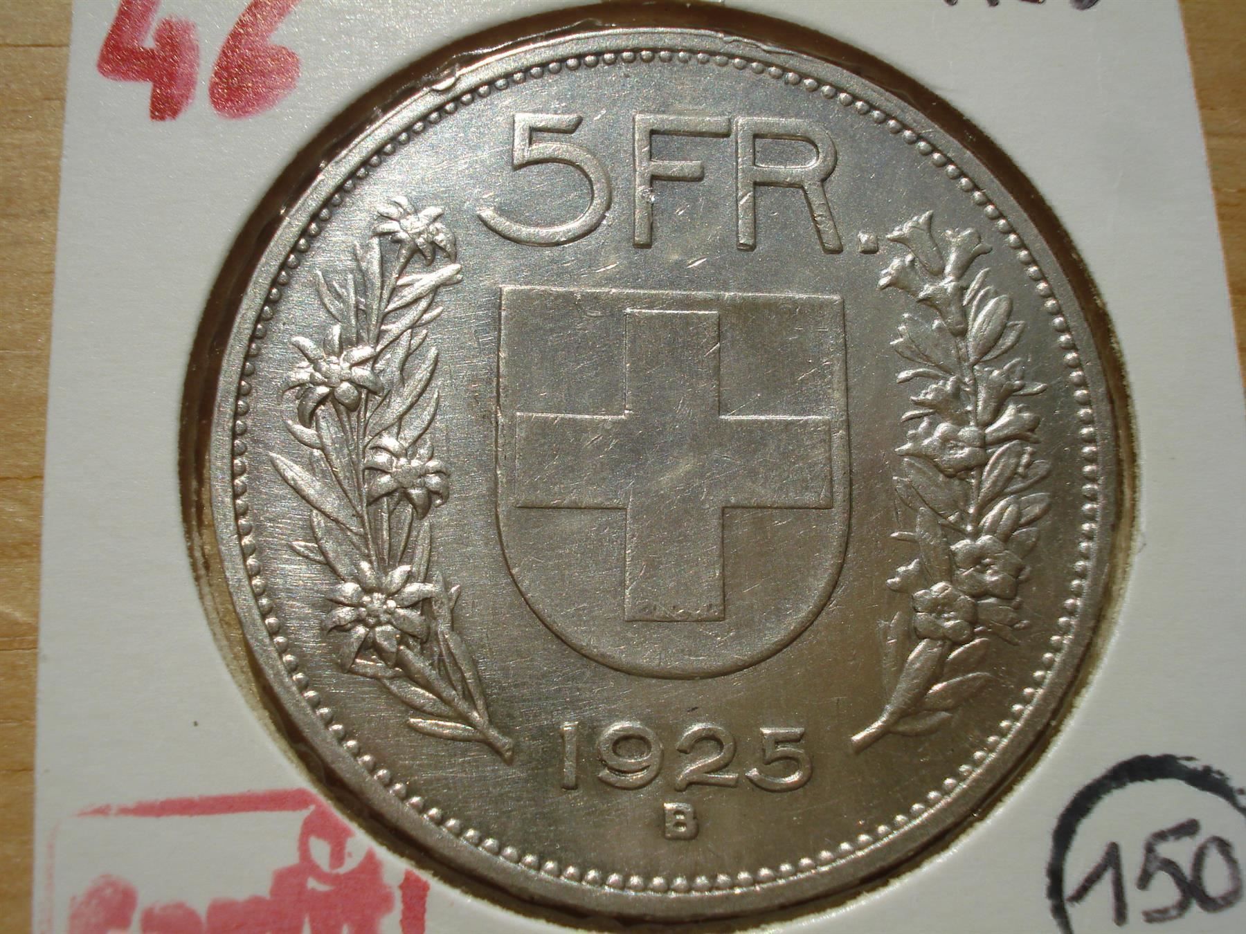 Alle Münzen: (46)  5 Franken  1925 – Gebraucht aus Erlach von Net-Coins 1