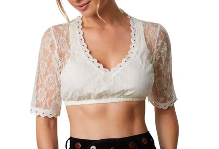 neue Dirndlbluse beige Gr. S, Oktoberfest
