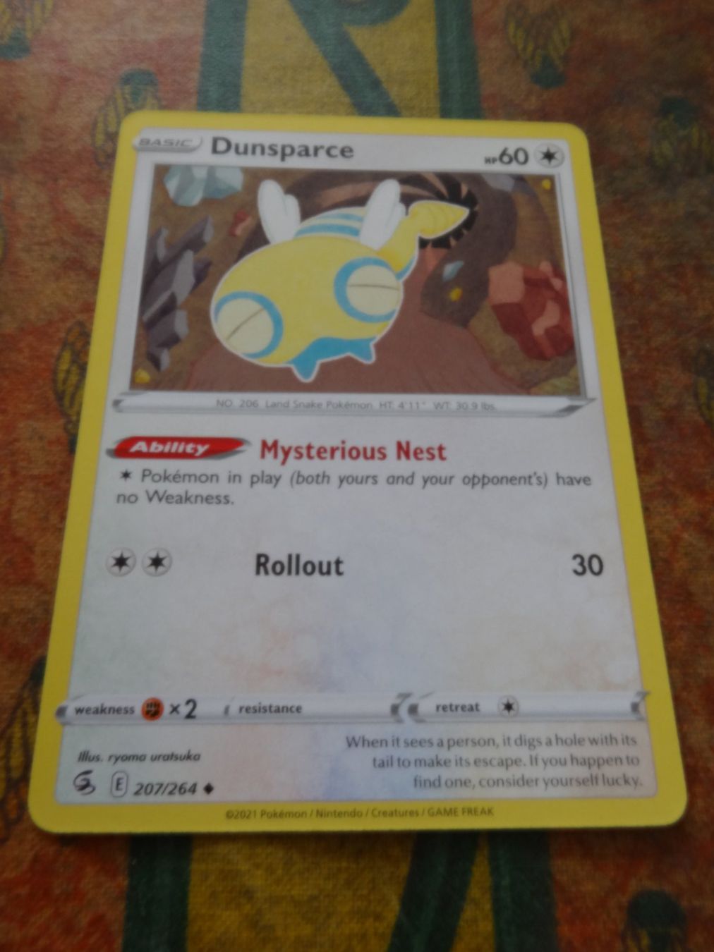 Pokémon Carte collezionabili: POKEMON  Dunsparce  E  207/264  HP60  2021 – Usato da Romanel-sur-Lausanne venduto da Swift13