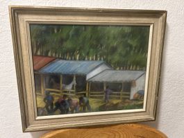 Gemälde, Pferde vor Stall - Kunst für Ihr Zuhause!