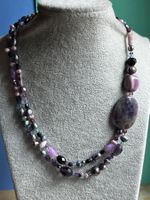 Amethyst Perlenkette, 3-reihig, lila