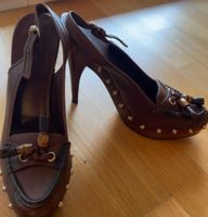 Chaussures Gucci à talons marron tressées T 40 femme neuves