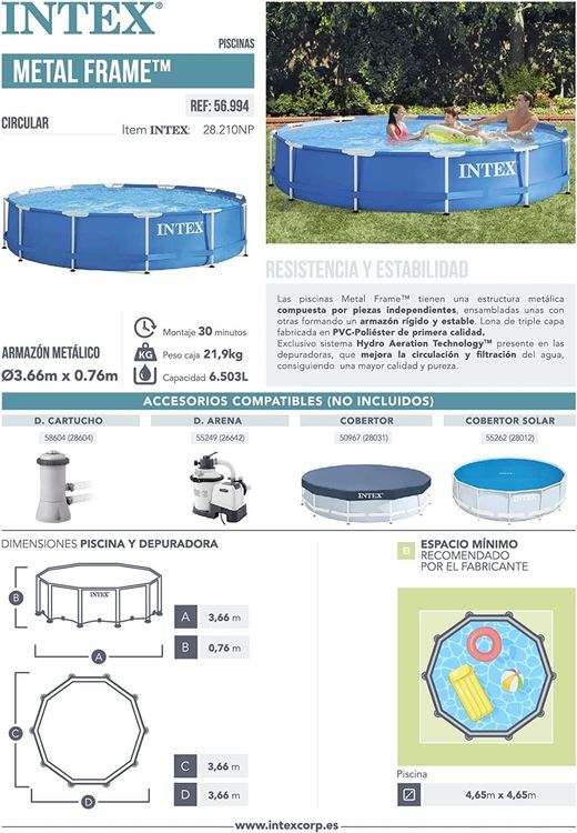 Intex Schwimmbad: Intex Pool Metallrahmen , Blau, Rundrohr (ø) 3,66 x (h) 0,76 – Neu und originalverpackt aus Büren SO von SaleRitter 1