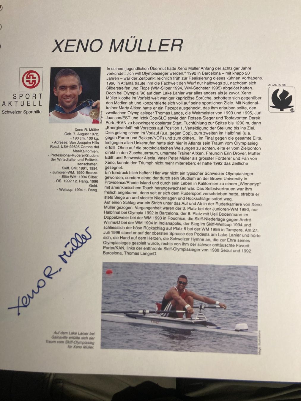 Autografi: Autogramm Xeno Müller Schweizer Olympiasieger 1996 – Usato da Liestal venduto da schnueps