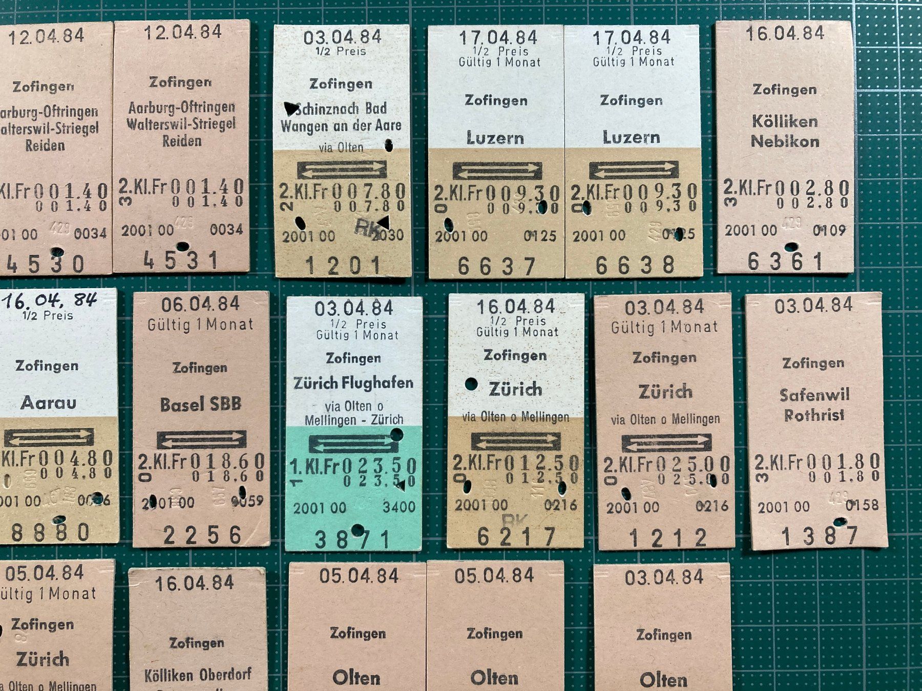 Biglietti: Zofingen, 54 Edmondsonsche Bahn Billette, 1984, SBB – Usato da Lenzburg venduto da fh1 3