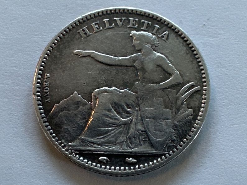 Alle Münzen: 1Fr 1851 vz – Gebraucht aus Erlach von gubbe1
