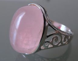 Rosenquarz Silber 925 Fingerring Gr. 55