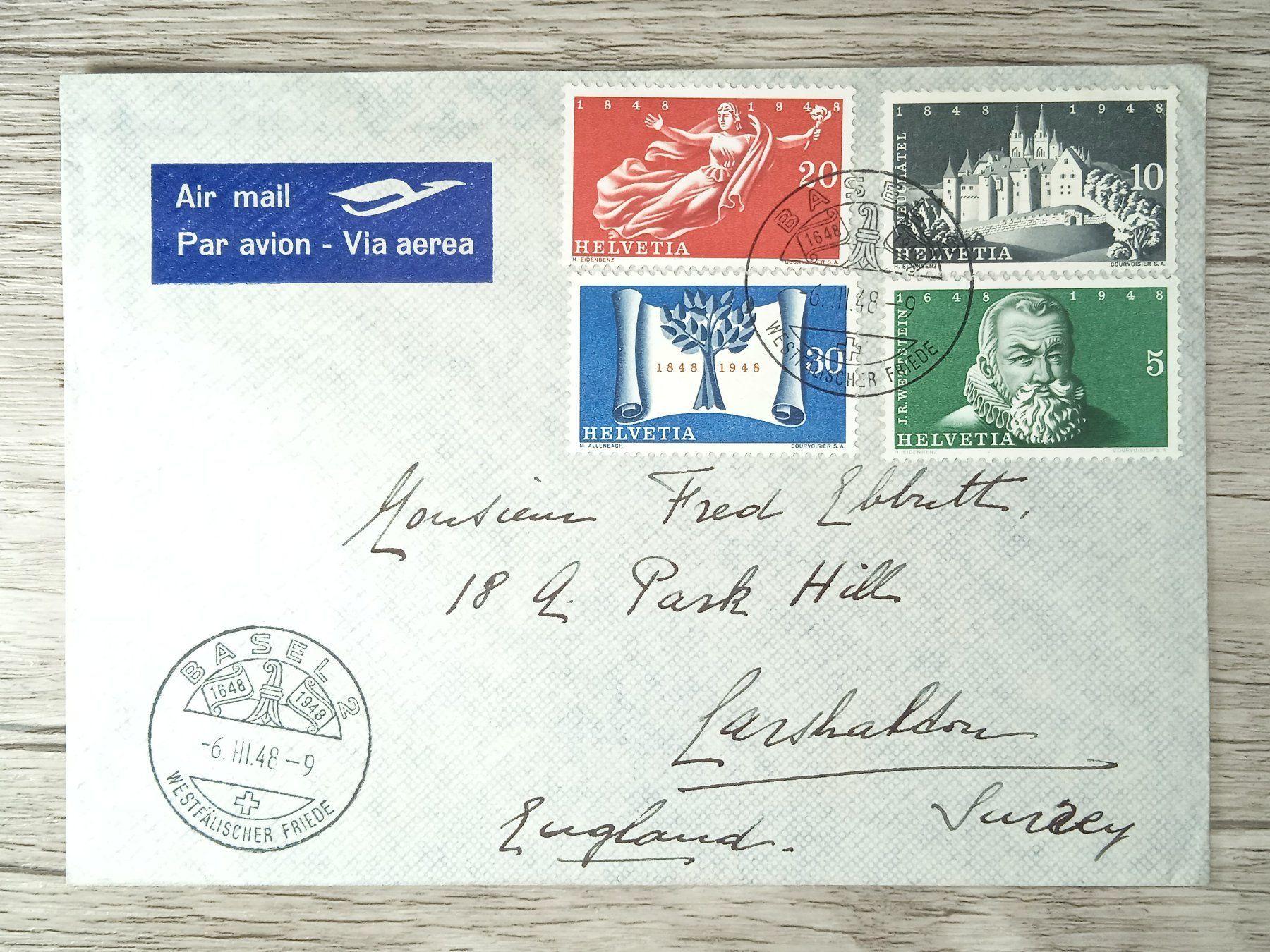 Alle Briefmarken: TR104 Enveloppe + Timbre Suisse 1948 – Gebraucht aus Cousset von Patrick_Collections