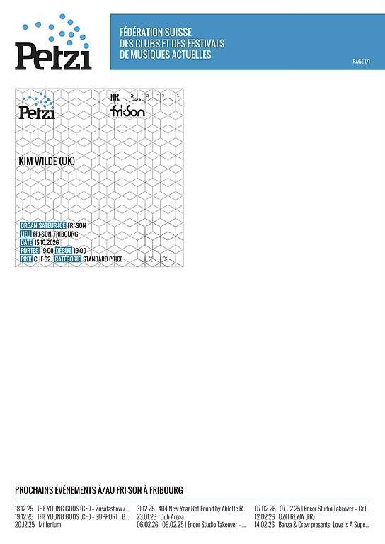 Biglietti: Ticket Standard Kim Wild à Fri-Son – Usato da Epalinges venduto da Benoit2211