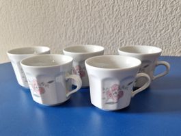 5 Stk. Espresso Tassen weiss mit Blumendekor