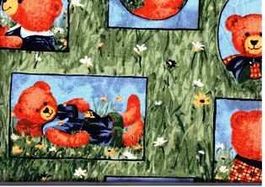 Baumwollstoff 44 x 78 cm Bärli auf der Wiese