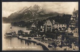 AK Weggis, Neuer Quai mit Pilatus, 1925