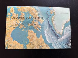 Vintage National Geographic Karte Atlantik Meeresboden 1968