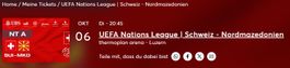 Ticket UEFA Nations League Spiel Schweiz - Nordmazedonien