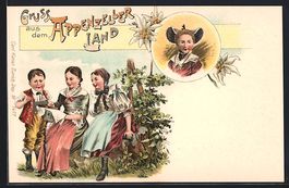 Litho Kinder aus dem Appenzeller Land in