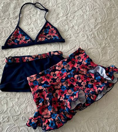 Bikini Set, 3 Teile, Top, Hose, Rock, Mädchen, Grösse 128