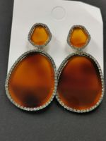 Boucles d'oreilles pendantes vintage, couleur ambre chic