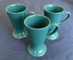 Mid Century Pedestal Mugs, 3x in Petrol