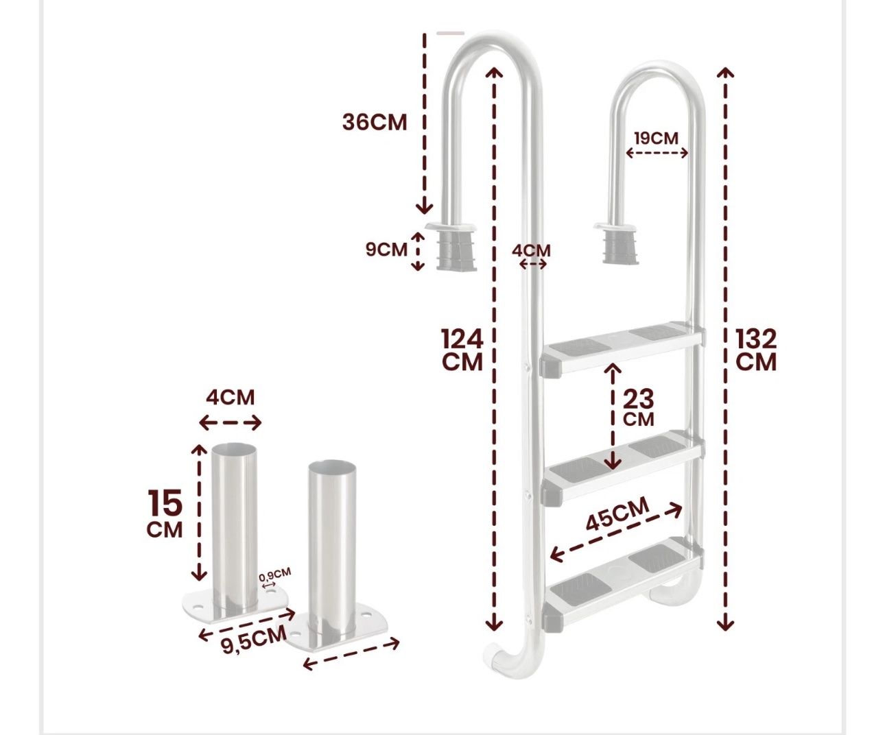 Scale: Poolleiter Einbauleiter Schwimmbad Treppe robust – Nuovo e nell'imballaggio originale da Amriswil venduto da JaJa-Express 8