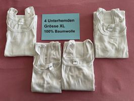 4 Unterhemden weiss 100% Baumwolle Grösse XL neuwertig