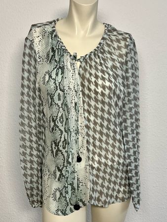 👚 René Lezard Seidenbluse Gr. 34, Hahnentritt & Schlange 👚