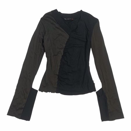 Cop Copine Shirt V-neck Black Khaki Viscose Size S