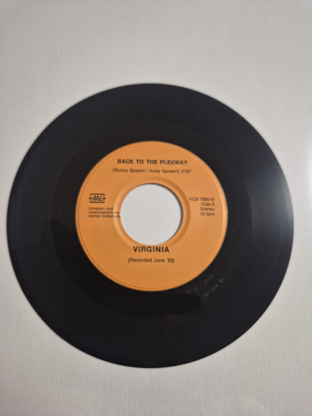 Schallplatten: Virginia  - Caroline  - Back to the Freeway - Single 7 , CH – Gebraucht aus Uster von newwave0 3