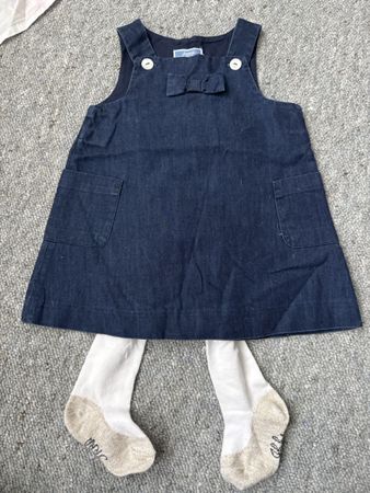 Robe Jacadi Jeans 12M avec collants blancs ❄️