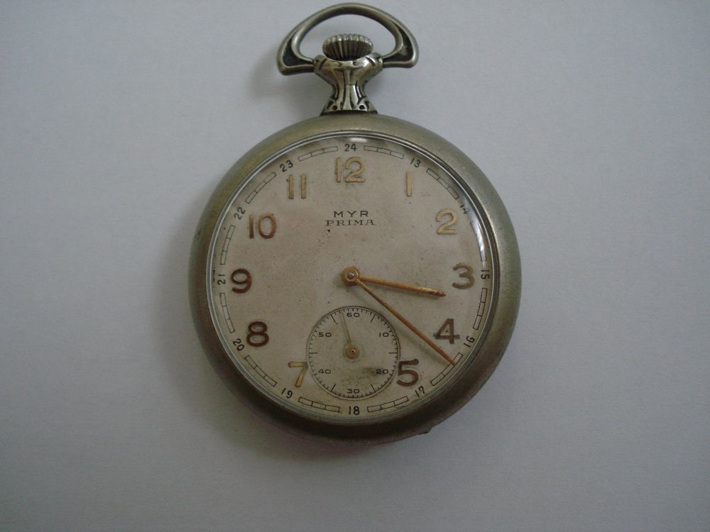 MYR PRIMA SWISS MADE ANTIKE TASCHENUHR SILBER PFERDEMOTIV (Gebraucht ...