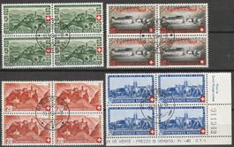 PP 1944, Satz im Viererblock, teils mit Orts-ET-Stempel gest