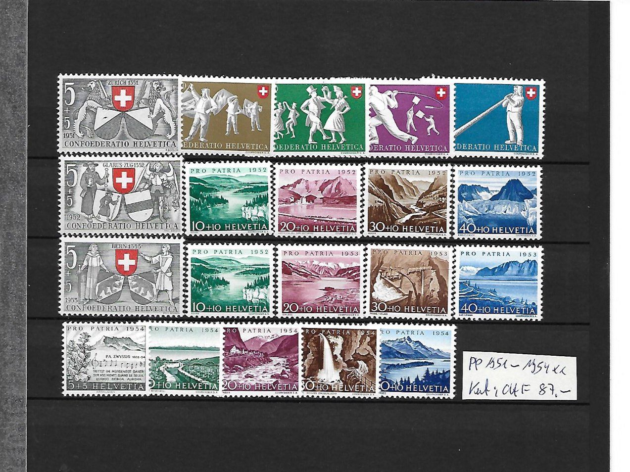 Alle Briefmarken: PP 1951 - 1954 ** Kat: CHF 87.- – Neu (gemäss Beschreibung) aus Basel von Ilp